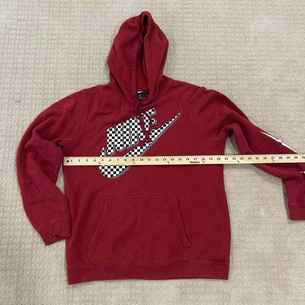 Men's Nike Sweatshirt Hoodie Sz Medium Maroon Arm Swoosh